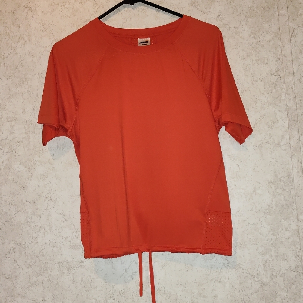🟢 Avia Orange Relaxed Tie Front Short Sleeve T-Shirt